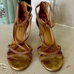 ANTONIO MELANI Metallic Gold with Rhinestone heel
